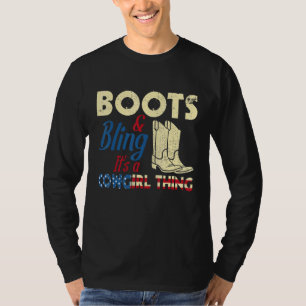 T-shirt Bottes de fille patriotique Bling Southern Western