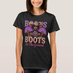 T-shirt Bottes De Lignée Occidentale De La Femme Sur Le Te