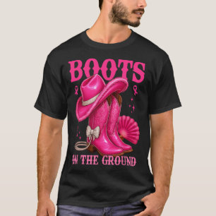 T-shirt Bottes Sur Le Sol Pink Cowgirl Cancer Du Sein Wes