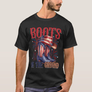 T-shirt Bottes sur le terrain 4 juillet drapeau occidental