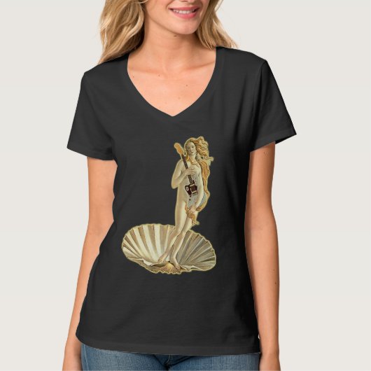 T-shirt Botticelli Venus With Electric Guitar Rock Guitari (Devant)