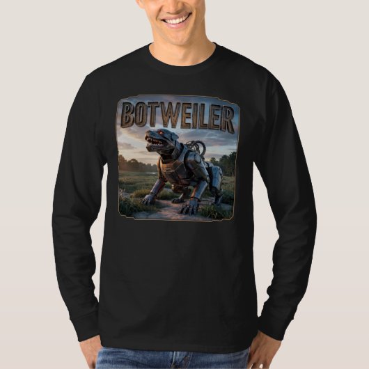T-shirt Botweiler Photographic – Robot Rottweiler Funny (Devant)