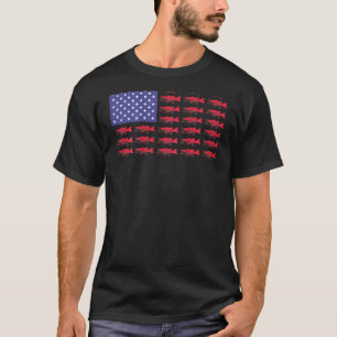 T-shirt Bouche de Lager Bar Vintage Usa Poisson Drapeau Am
