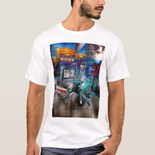 T-shirt bouche d'incendie bleue de singe