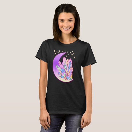 T-shirt Bouche Pastel Goth Crystal Cluster brillant lune s (Devant entier)