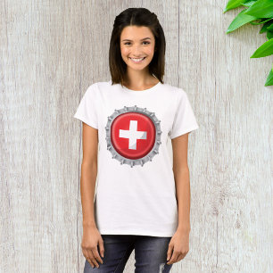 T-shirt Bouchon de bouteille au drapeau suisse croix rouge