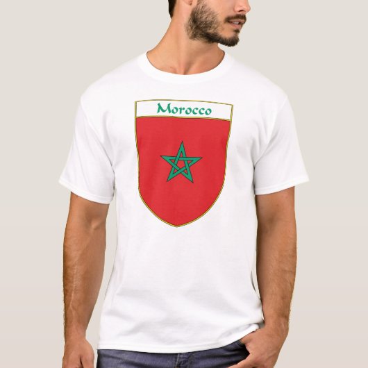 T-shirt Bouclier de drapeau du Maroc (Devant)