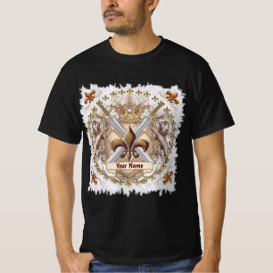 T-shirt Bouclier de la famille Lion Griffin Blason Nom de