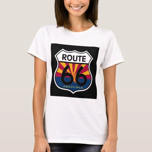 T-shirt Bouclier de l'itinéraire 66 de drapeau de (Devant)