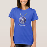 T-shirt Bouclier Maccabee Et Paroles<br><div class="desc">Représentation d'un bouclier de Maccabee et de deux lances. Le bouclier est orné d'un lion et d'un texte lisant "Yisrael" (Israël) dans l'alphabet paléo-hébreu. "Maccabee" apparaît également en anglais. Les Maccabées étaient des rebelles juifs qui ont libéré la Judée du joug de l'Empire seleucide. Chanukkah n'est pas seulement un festival...</div>