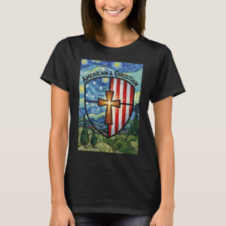 T-shirt Bouclier patriotique américain et chrétien Foi et