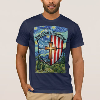 T-shirt Bouclier patriotique américain et chrétien Foi et