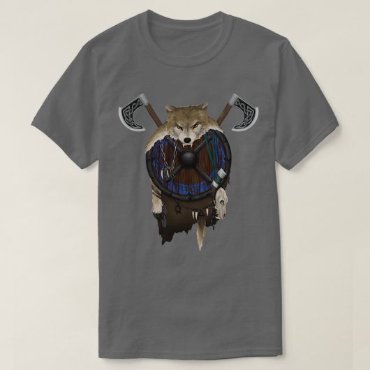 T-shirt Bouclier vif avec fourrure de loup (Design devant)