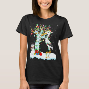 T-shirt Boucliers Oiseaux Noël Arbre Éclairage Santa Chat