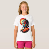 T-shirt Bouddha Lord Retro Pop Art Portrait (Devant entier)