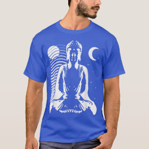 T-shirt Bouddha méditant dans le style Yin Yang avec jour 