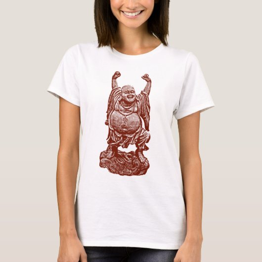 T-shirt Bouddha riant (rouge foncé) (Devant)