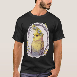 T-shirt Boudin jaune mignon Parakeet Oiseau Fleur Couronne
