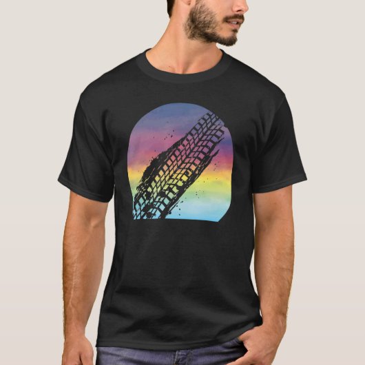 T-shirt Boue Coucher Rétro Coucher De Soleil Mignonne Pneu (Devant)