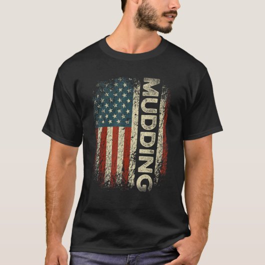 T-shirt Boue Off Road USA Drapeau Distressed Muet Run & 4  (Devant)