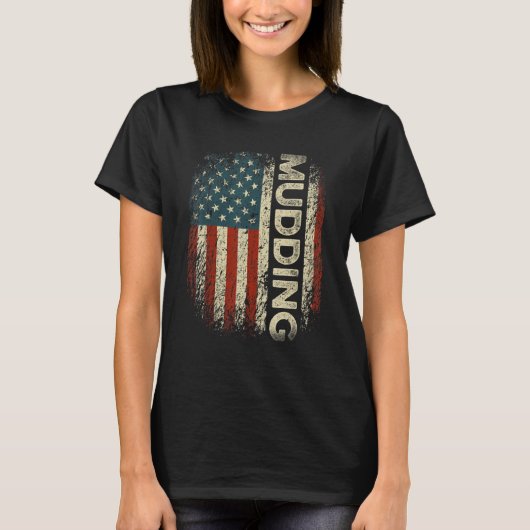 T-shirt Boue Off Road USA Drapeau Distressed Muet Run & 4 (Devant)