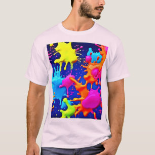 T-shirt Bouffées de néon vibrantes sur toile foncée