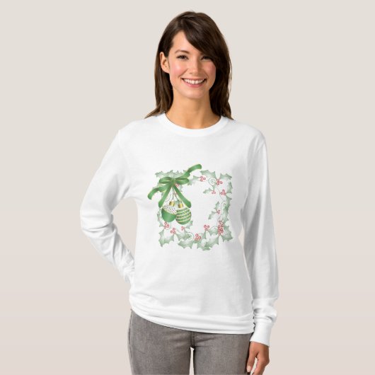 T-shirt Bouges de rose verte Holly (Devant entier)