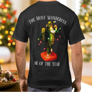 T-shirt Bougie Cactus avec Lumières de Noël Festives