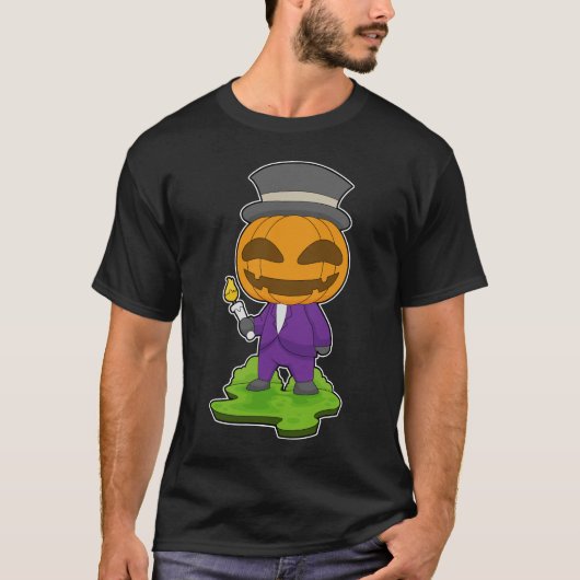 T-shirt Bougie Citrouille d'Halloween (Devant)