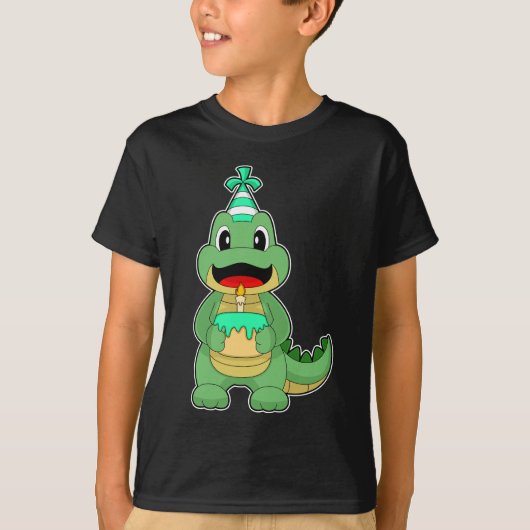 T-shirt Bougie de gâteau d'anniversaire de crocodile (Devant)