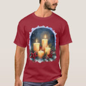 T-shirt Bougie de Noël avec Poinsettias (Devant)