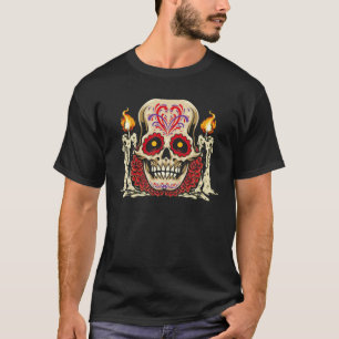 T-shirt Bougies crâne sucre Rose Calavera Dia De Los Muer