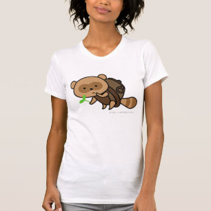T-shirt - bouilloire Tanuki avec le feuille