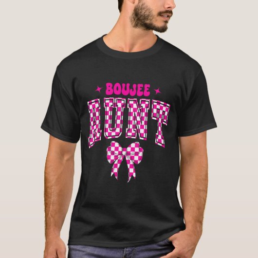 T-shirt Boujee Aunt Nk Checkered Bow Birthday Family Match (Devant)