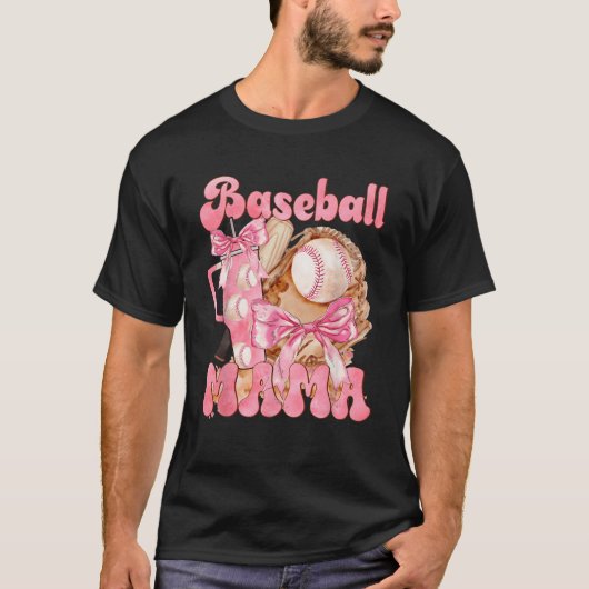 T-shirt Boujee Baseball Mama Baseball Coquette Bow (Devant)