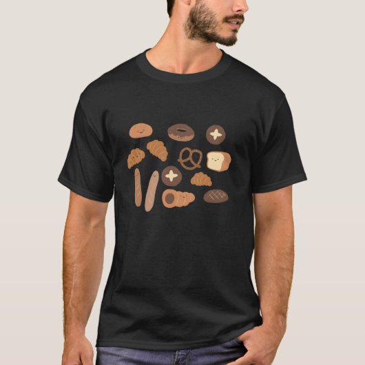 T-shirt Boulangerie fine Pretzel Donut Baguette Croissant (Devant)