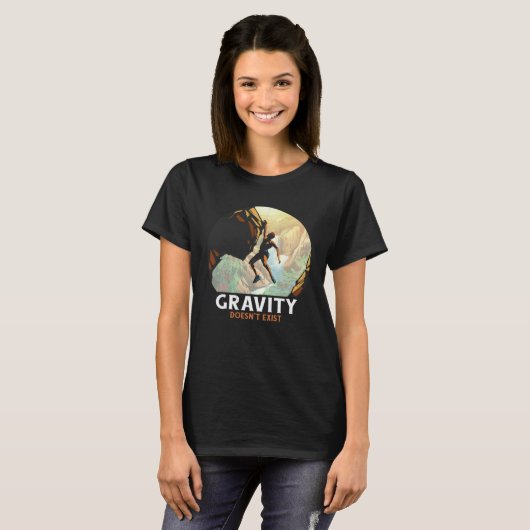 T-shirt Bouldering Climbing Climber Gravity doesn't exist (Devant entier)