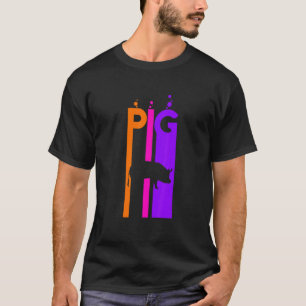 T-shirt Boule arc-en-ciel animal de porc avec silhouette