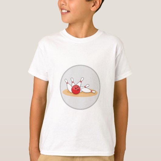 T-shirt Boule de bowling frappant les quilles (Devant)