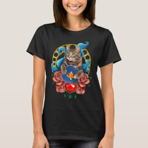 T-shirt Boule de cristal chat et poisson