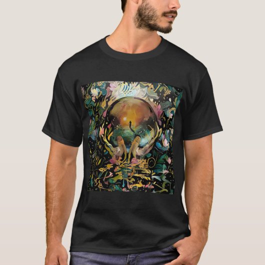 T-shirt Boule de cristal dans des mains de Dieu (Devant)