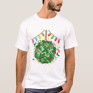 T-shirt Boule de disco en gui Art de Noël Fête