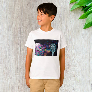 T-shirt Boule de disco rétro et microphone vintage