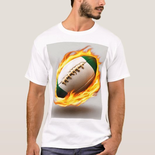 T-shirt Boule De Rugby Sur Conception Cool De Feu (Devant)