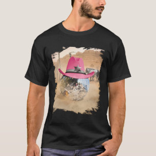 T-shirt Boule Disco Portant Pink Cowboy Casquette Retro Ra