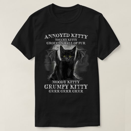 T-shirt Boule Grouchy De Kitty Ennuyé De Fourrure Moody Ki (Design devant)