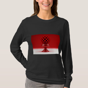 T-shirt Boule Mandy noire et rouge sur socle en rose métal