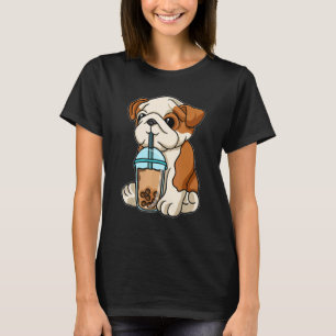 T-shirt Bouledogue anglais buvant du thé à bulles Animaux