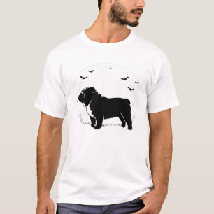 T-shirt Bouledogue anglais Chien � Halloween Lune Silhouet