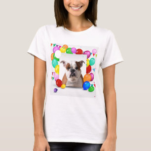 T-shirt Bouledogue avec ballons colorés thème d'anniversai